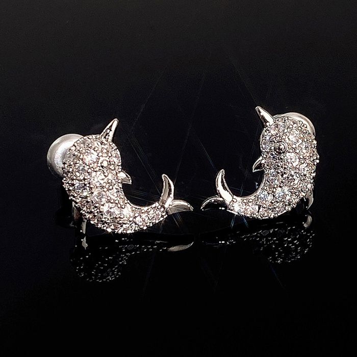 Boucles D'oreilles Dauphin En Argent Sterling - Forme De Cœur Pour Femmes Et Filles