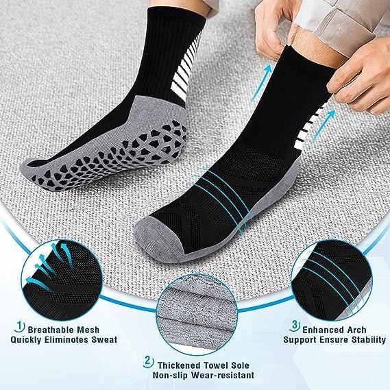 Lot De 2 Paires Chaussettes Antidérapantes Foot Homme 39-46 – Grip Socks Football Running
