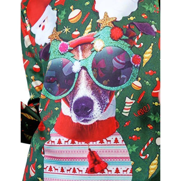 Pull De Noël Pour Femme - Imprimé Teckel Mignon, Manches Longues En Laine Acrylique Douce - Cadeau Festif Chaud Et Tendance