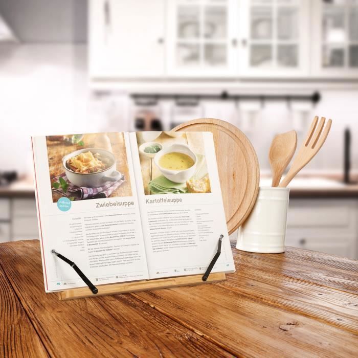 Support de lecture portable Support livre de cuisine et bureau en bois  pliable 28x20cm - Cdiscount Maison
