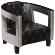 Fauteuil chaise siège lounge design club sofa salon en style d'aviation noir cuir véritable 1102179/3-2