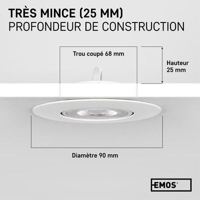 Vlio Led-inbouwspot, 5 W, plafondspot, draaibaar, koudwit, 6000 K