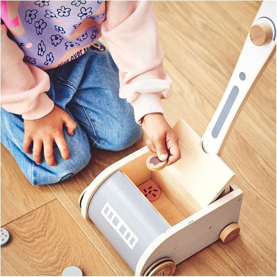 Mamabrum Chariot de ménage en bois pour enfants avec accessoires, 11 pcs. au meilleur prix sur