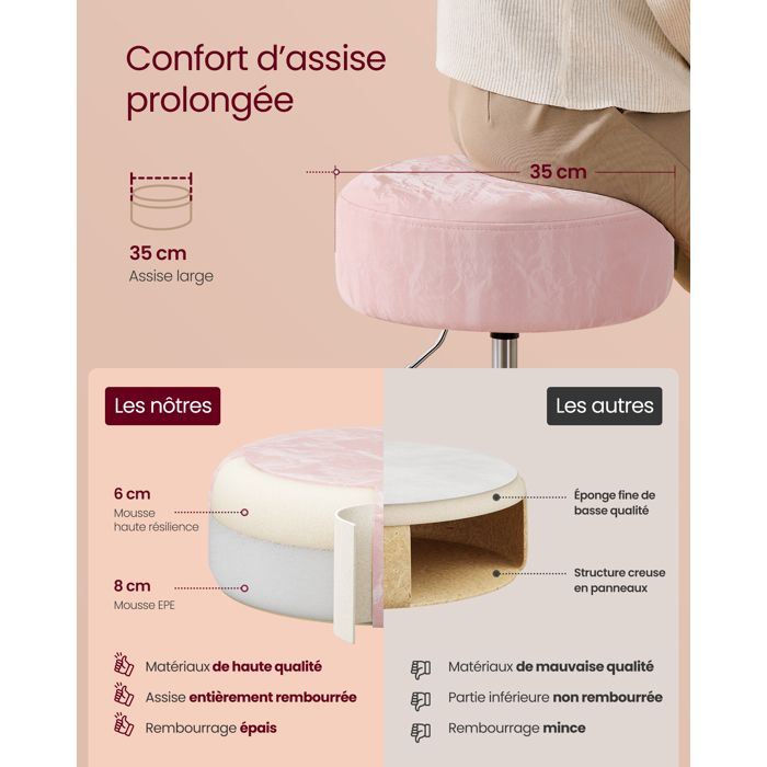 Chaise de barbier, tabouret de bar, pivotant à 360 degrés et réglable