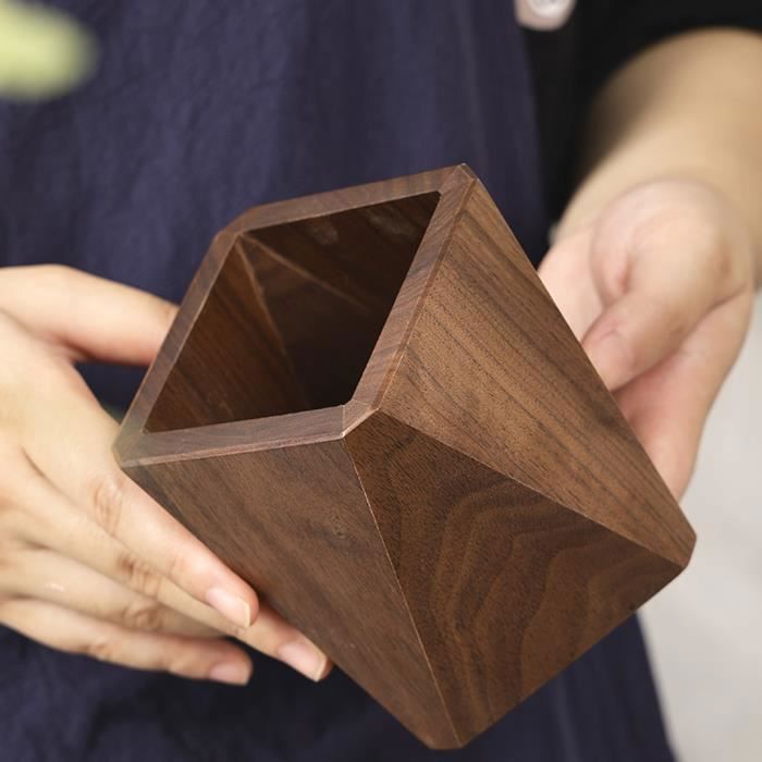 Porte-ustensiles En Bois De Noyer - Récipient Grand Capacité Pour Couverts, Stylos, Pinceaux