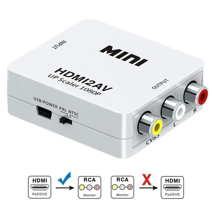 Alpexe - Alpexe Convertisseur Péritel vers HDMI Adaptateur Scart vers HDMI  1080P HD Support PAL/NTSC/SECAM pour PS4 / PS3 / TV/DVD - Câble HDMI - Rue  du Commerce