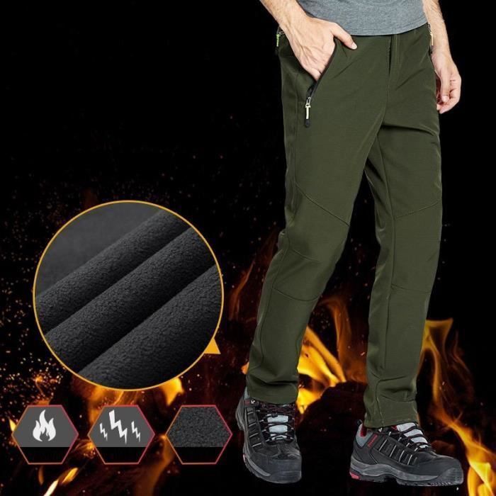 Pantalon Softshell Homme Hiver Chaud Doublé Polaire Imperméable