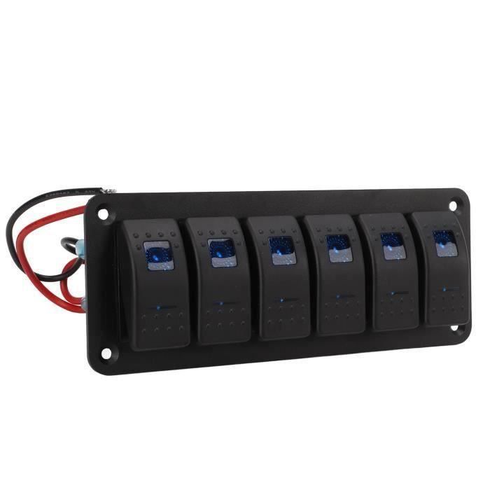 Panneau Interrupteurs 6 Positions 12V/24V - Rétroéclairage Bleu - Pré-câblé Pour Bateau, Camping-car, Auto