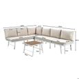Ensemble Salon de jardin en Aluminium,Meubles de Jardin pour 5-6 personnes,Canapés d'angle+Table,Structure en Aluminium Blanc+Beige-3