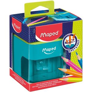 DAHLE Taille-Crayon Électrique 250 Magenta – 2 Lames Opposées Ultra-Rapides, Fonctionne Sur Piles, Parfait Pour École Et Bureau
