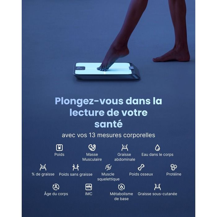 Pèse-personne Renpho Elis Chroma A017 - Bluetooth - Blanche - Cdiscount ...