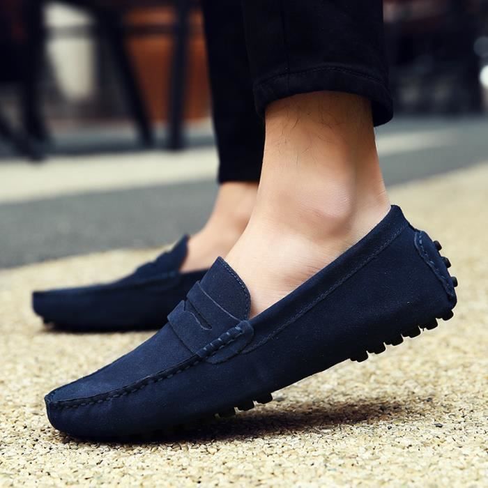 Chaussures en Cuir Homme Soulier Habillees Chaussures De chaussures 2021 Nouveau Mocassin Bleu Bleu Cdiscount Chaussures