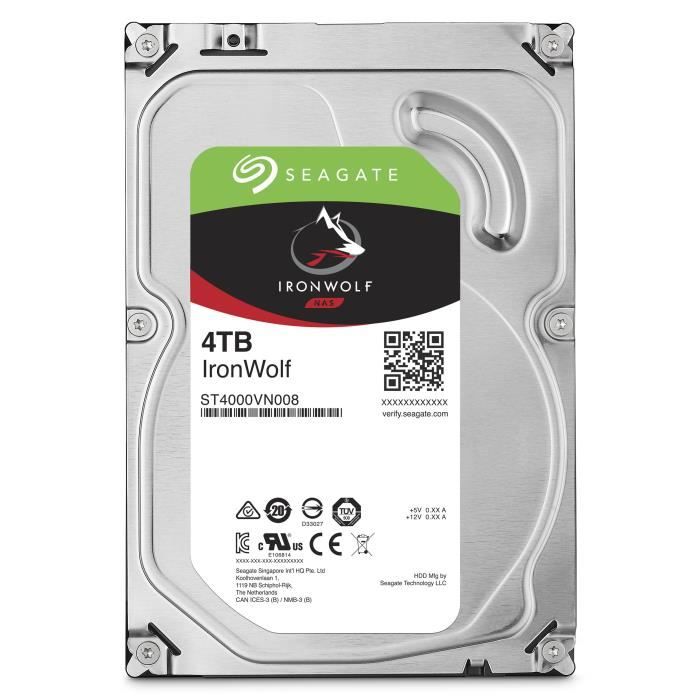 SEAGATE - Disque dur Interne - NAS IronWolf - 4To - 3.5 - 5400 tr