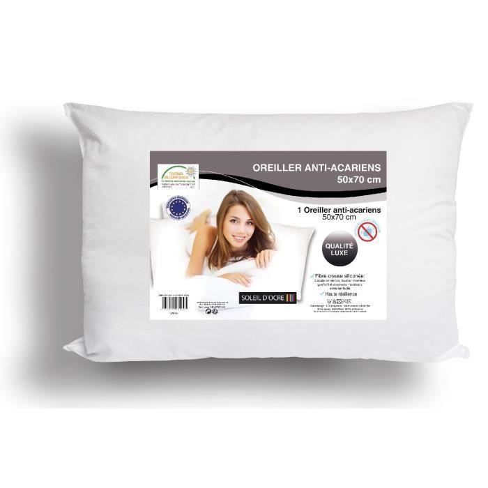 SOLEIL D'OCRE Oreiller Anti-Acariens LUXE 50x70 cm blanc