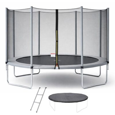 Trampoline rond bleu ø300cm avec filet, échelle, bâche et kit ancrage