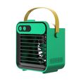 Ventilateur climatiseur portable – Support téléphone & miroir pliable – 3 vitesses USB rechargeable – Pour bureau et maison – Vert