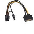 Câble d'alimentation SATA 15 Pin Mâle vers 8 (6 +2) Pin Mâle PCI-E Express VGA Splitter Hub 15cm Power Cable 6P Vers CPU Vidéo Ca217-0