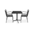 Ensemble table de jardin bistrot rabattable et 2 fauteuils - OVIALA - Palavas - Acier - Gris-0