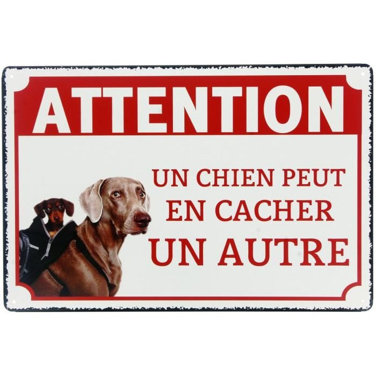 Plaque Protection Mur Chien Plaque Mural Panneau En Metal Chien Attention Danger Design Humour