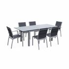 SWEEEK Table de jardin extensible aluminium + 6 assises - Chicago 210 Gris - Table en aluminium 150/210cm avec rallonge et 6 assises en