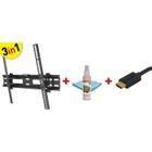 BARKAN CM310 Kit 3 en 1 Support Ecran plat, incurvé de 29 à 65" + Nettoyant écran + Câble HDMI