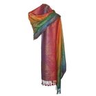 Écharpe Pashmina En Laine Et Soie - Motifs Arabesque Multicolore, 175x70 Cm, Douce Et Légère