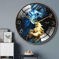 Horloge Murale, 30Cm Horloge De Salon En Porcelaine Cristal (Noir)