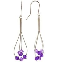 Bijoux Les Poulettes - Boucles d'Oreilles Argent 6 Perles de Swarovski Violettes
