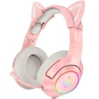 Écouteurs d'oreille de chat Casque avec micro  pour Xbox one / PS4 / PC / Nintendo Switch- Rose