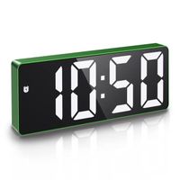 Réveil Numérique, Alarm Réveil LED avec Fonction Snooze, Luminosité réglable, ave mode jour de travail(Vert+Police Blanc)