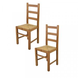 CHAISE Lot de 2 chaises rustiques Chêne clair/Paille n°3 