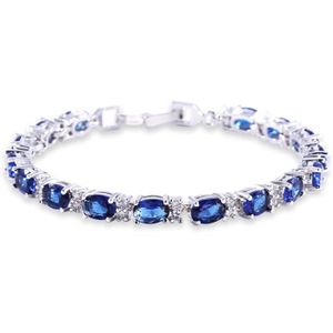 23.37 ct Saphir Bleu Bracelet femmes mariage bijoux 18K plaqué or Boîte cadeau 