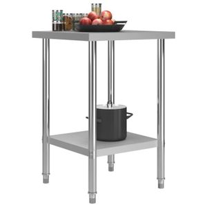PLAN DE TRAVAIL Mode Table de travail de cuisine 60x60x85 cm Acier inoxydable-MEN