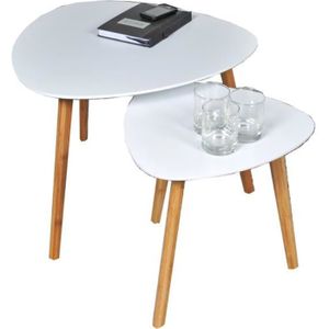 TABLE BASSE Tables basses gigognes Aragone Blanches - Laqué - 