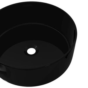 LAVABO - VASQUE Lavabo en céramique noir ZERODIS - Rond - 40cm - A poser