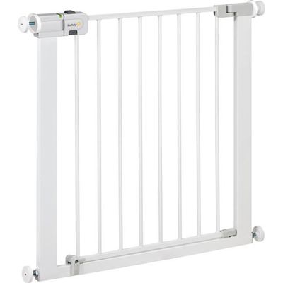 ECD Germany Barrière de Sécurité pour Enfants, Chiens, Largeur 75-85 cm, sans Perçage, Blanc, Pivotant des Deux Côtés, Fermeture Automatique, Garde-Porte Métallique Extra-Sécurisé pour Escalier, Porte