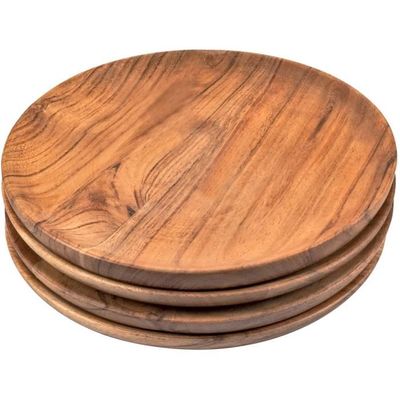 Assiette Ronde En Bois Sculpté Vintage De 12 Po., Bord Festonné
