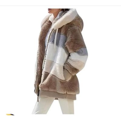 Manteau Femme Slim Fit Laine Mélangée Avec Gilet Fourrure - Taille 165/88A (S) - Kaki - Neuf