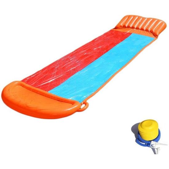 ALWWL Toboggan Aquatique Double 480 Cm – Tapis De Glisse Arroseur Avec Jet D'Eau, Idéal Jardin Pelouse Été Enfants & Famille
