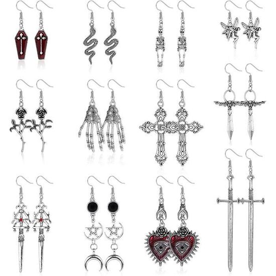 1 Paire De Boucles D'oreilles Classiques Avec Pendentif Tête De Mort Punk, Bijoux De Fête Et De Festival G 601099527341448