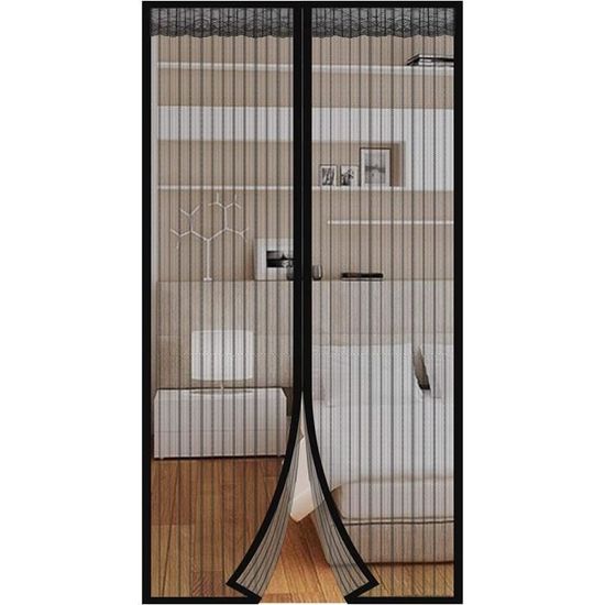 Moustiquaire Fenêtre Magnétique Anti-Mosquito Auto-adhésif Rideau Noir 135x215cm Fermeture Automatique Rideau Anti Mouche Sans Percer Pour Portes Fenêtres Balcon Séjour