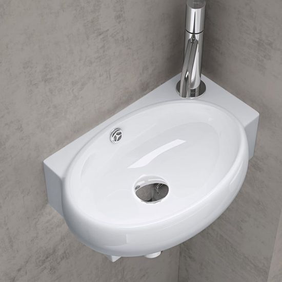 lavabo vasque a monter au mur evier bruxelles 001l blanc traitement anticalcaire ceramique 38 x 18 x 12cm cdiscount bricolage