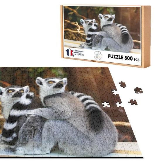 Puzzle Classique 500 pièces Couple de Lemuriens Madagascar Primate Rare