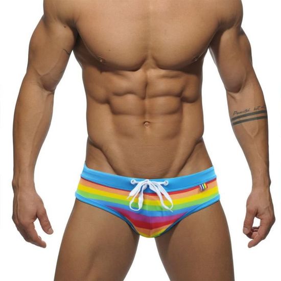 Slip de Bain Homme Rayures Arc en ciel Maillot de Bain Sechage Rapide Pour Vacances Piscine Natation Multicolore Cdiscount Pret a Porter