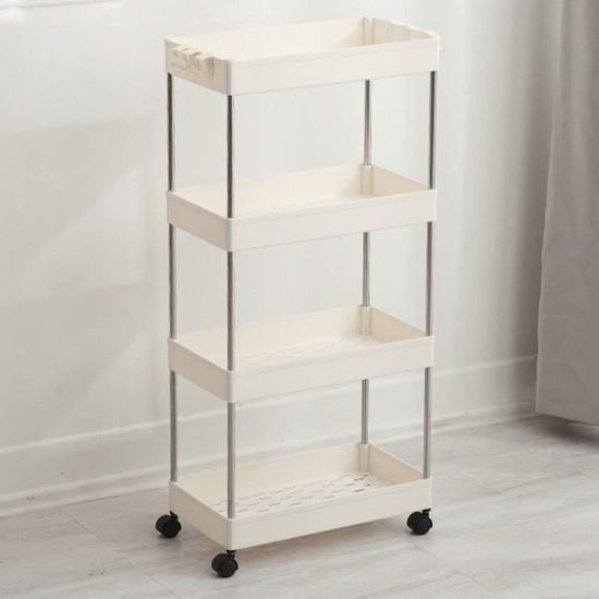 Chariot De Cuisine 3 Paniers Taupe - Avec Roulettes, 61,5x40x30 Cm, Organisateur Aliments, Étagère Mobile