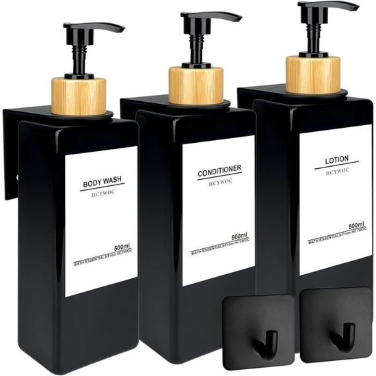 Distributeur de shampooing et d'après-shampoing à 3 chambres sans perçage - Distributeur de savon mural pour douche, douche, douche, douche, salle de bain, toilettes, hôtel, cuisine