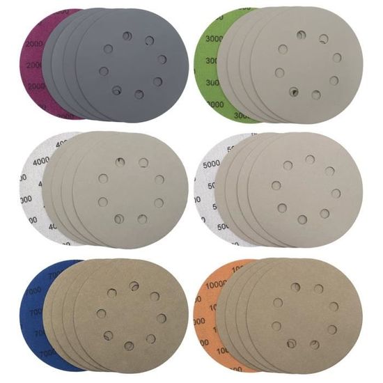 Disques De Ponçage 125 Mm – 32 Pièces – Grains P40 à P1000 – 8 Trous – Pour Ponceuse Girafe & Mur