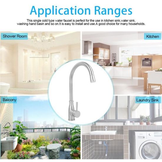 MULISOFT Robinet De Cuisine Brossé Mitigeur Rotatif à 360° Acier