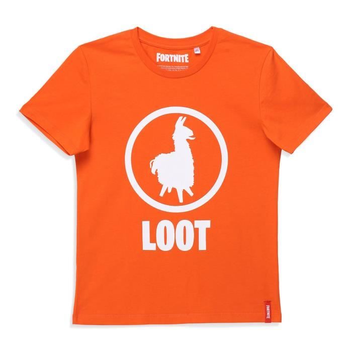 FORTNITE T-shirt Manches Courtes Orange Enfant Garçon