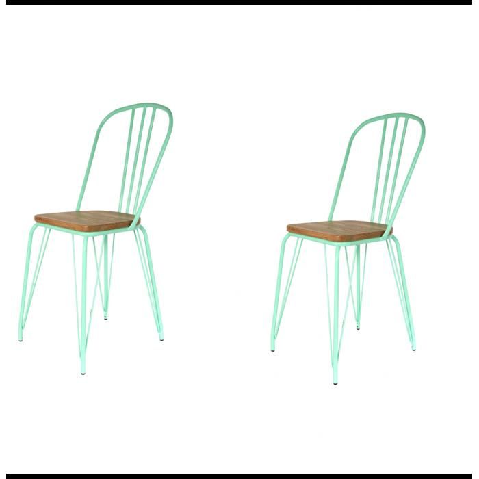 Lot de 2 chaises alliant métal et bois - Vert 102 cm